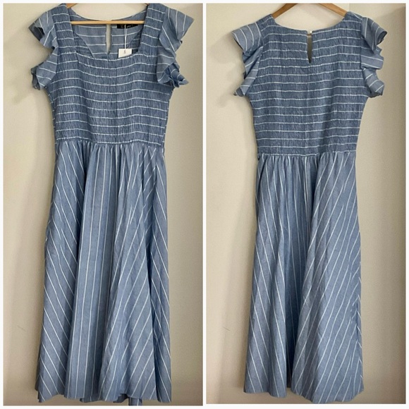 NWT ππ€Simplee Apparel linen blend midi dress size L, has pockets! π€π - Picture 2 of 8